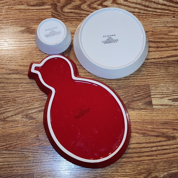 Vintage Snowman 3 Sectioned Serving Set Ceramic - Picture 3 of 8